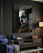 Joker Happy Face glass wall art in a modern home cinema