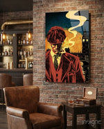 Peaky Blinders London glass wall art in a modern home cinema