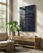 Secret of Happiness glass wall art in a modern creative loft