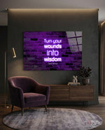 Words of Oprah glass wall art in a modern study
