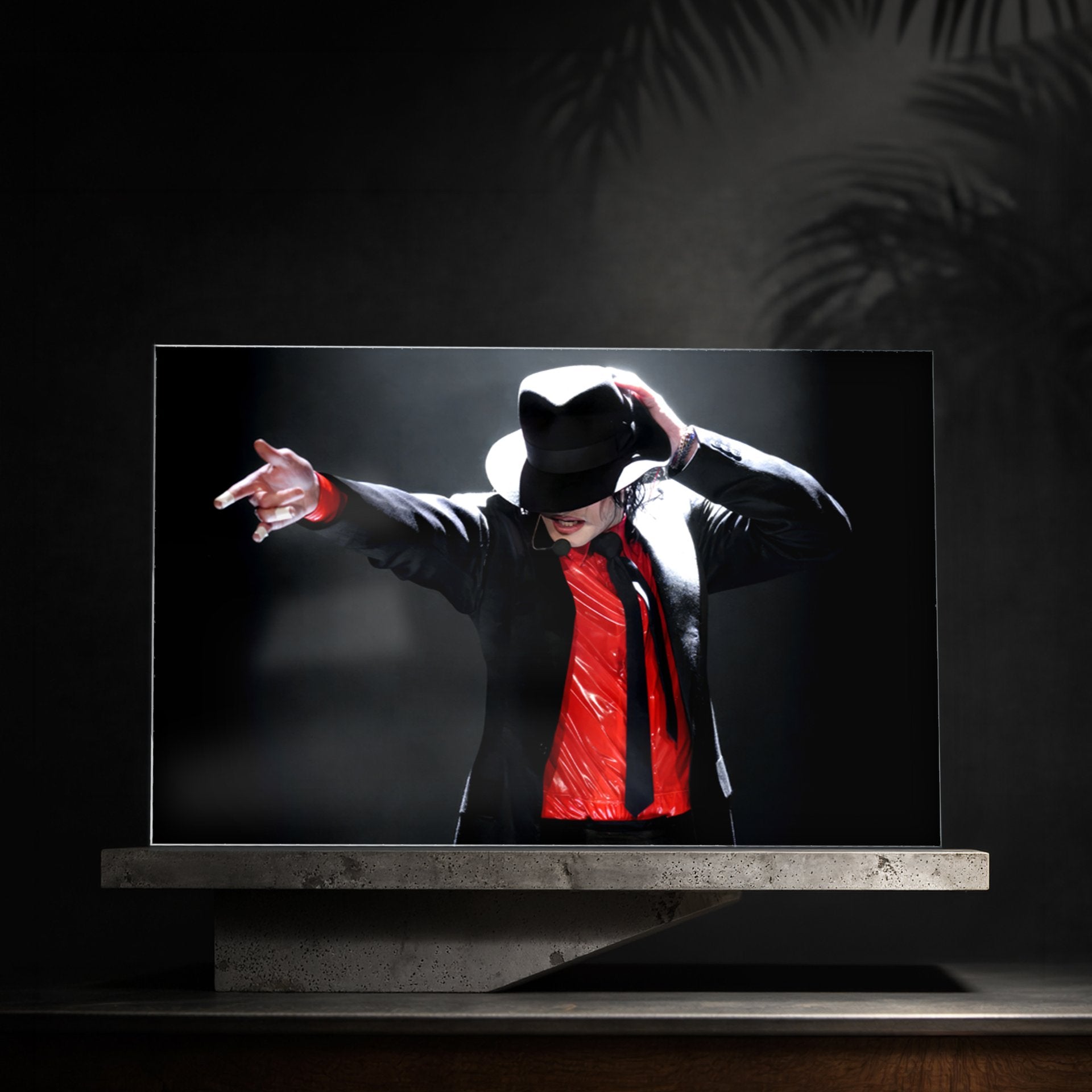 Pop superstar Glass Wall Art — Cinematic Smooth Criminal Pose