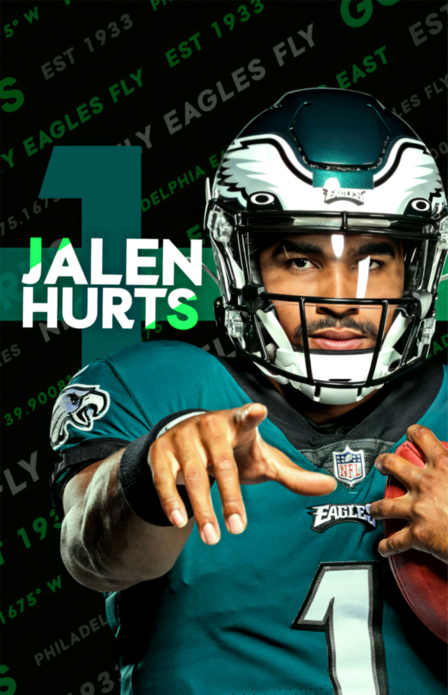 Jalen Hurts Glass Wall Art