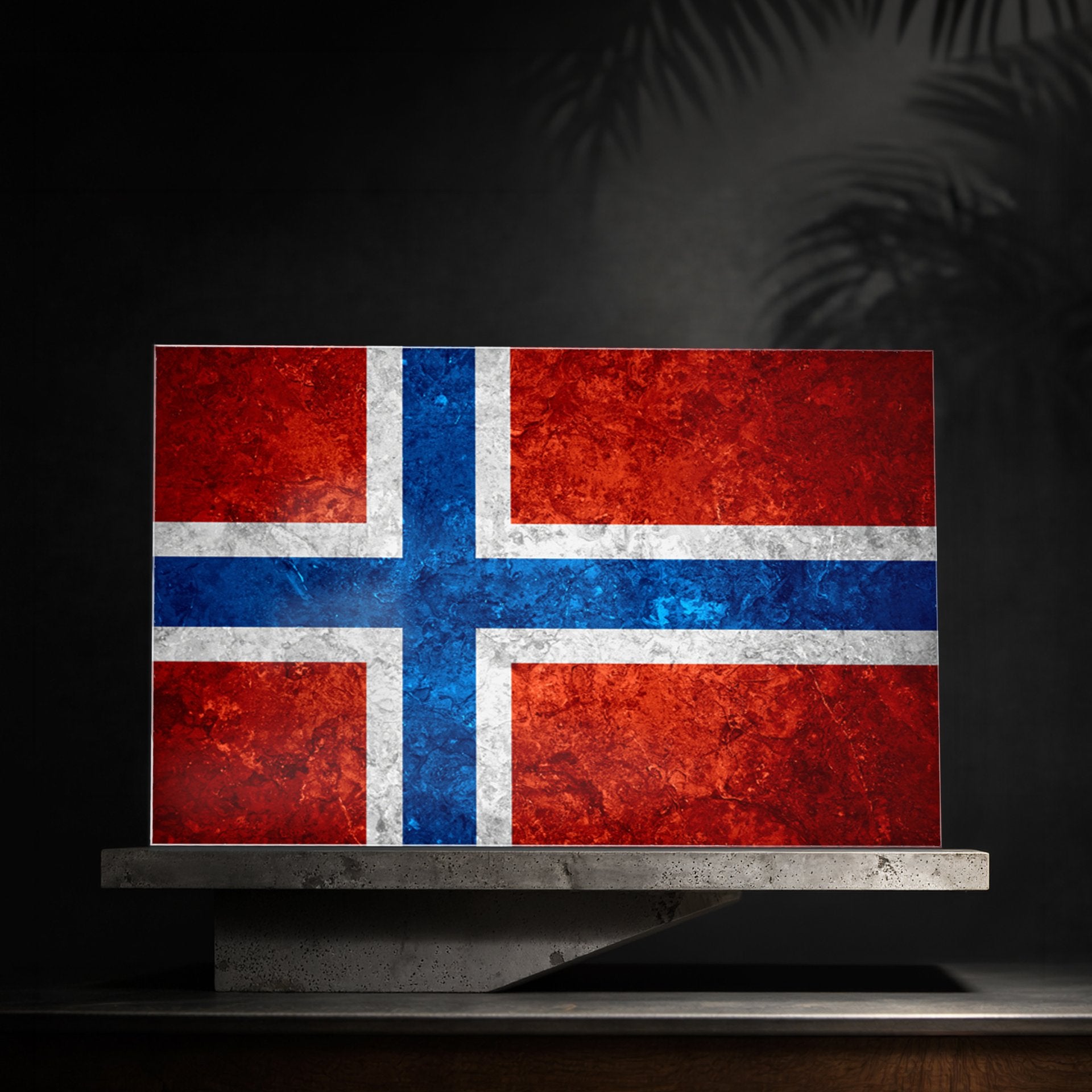 Saiko ノルウェー国旗デザイン ロック　レトロ　ヴィンテージ 十字 ノルウェー 国旗 ノルウェー国旗 ガラスアート シネマティックな