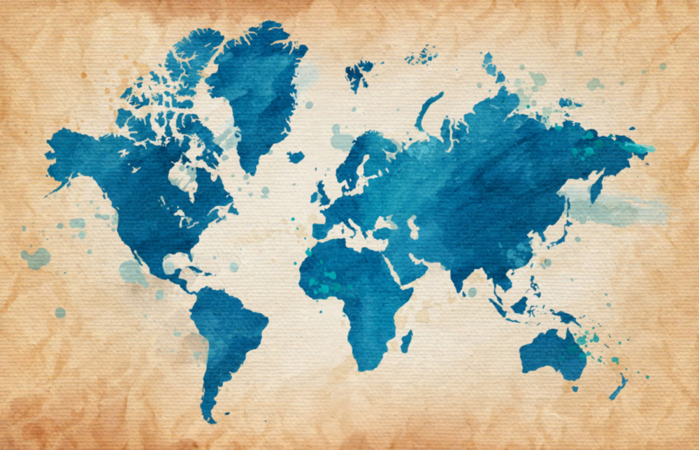 World Map Glass Wall Art