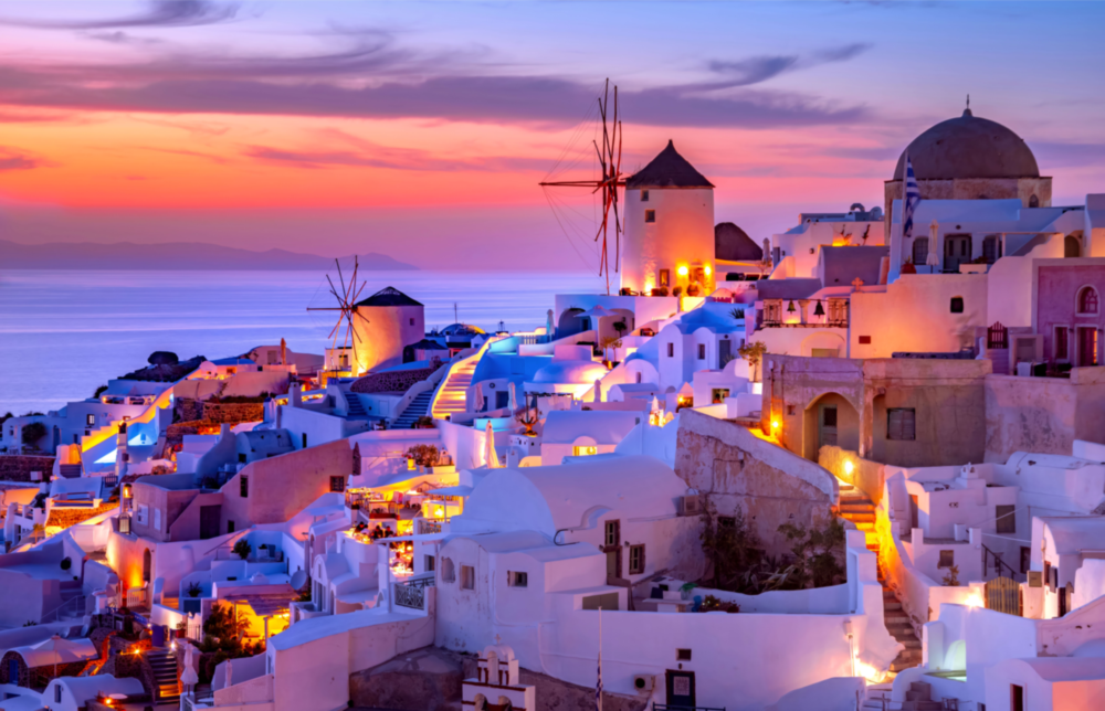 Santorini Glass Wall Art