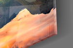 Kilchurn-style Highland landscape glass wall art in entry hall with tartan runner