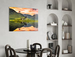 Medieval ruin Scotland twilight glass wall art in heritage library