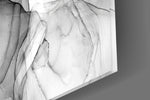 Charcoal smoke fluid-art glass wall art in spa bathroom over freestanding tub