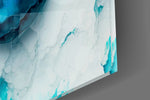Alcohol-ink turquoise gold-leaf glass wall art in glamorous dining room