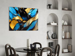 Cathedral-pane leaf jewel-tone glass wall art in designer study