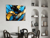 Cathedral-pane leaf jewel-tone glass wall art in designer study