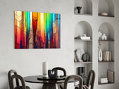 Crackle rainbow column glass wall art in fashion-atelier reception