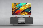 Marigold cathedral-leaf mosaic glass wall art in heritage hallway