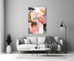 Contemporary-studio pastel collage glass wall art in designer hallway