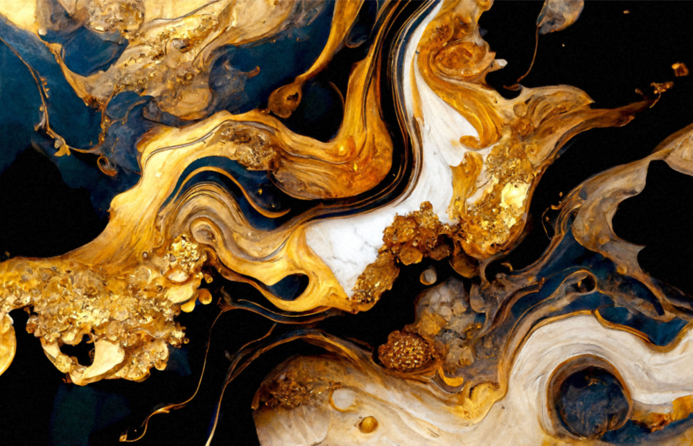 Ethereal Gold Swirls Glass Wall Art