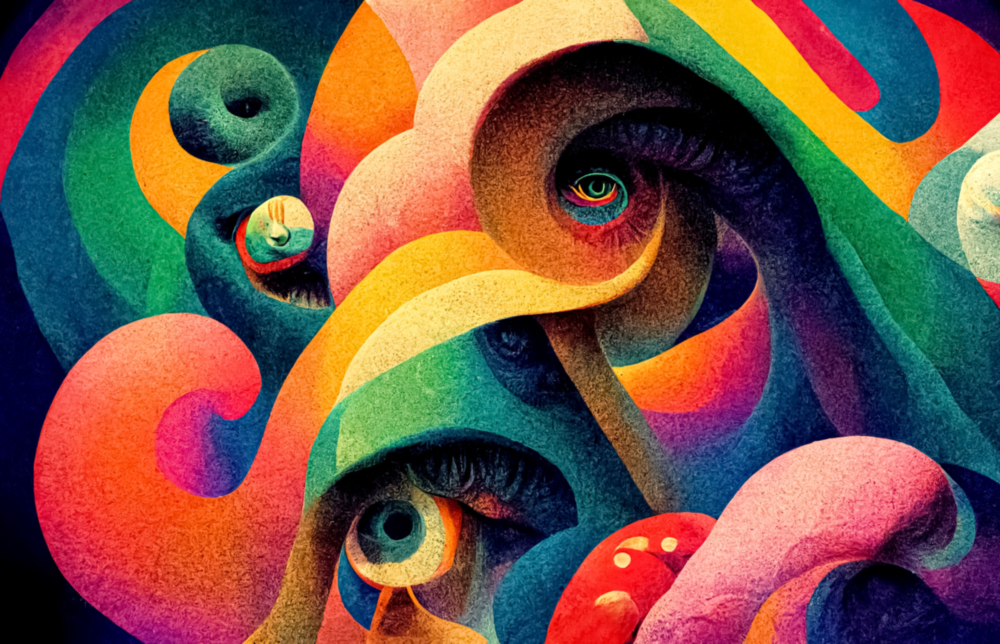 Whimsical Eyes in Swirls Glass Wall Art