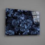Dutch-master peony cinematic glass wall art over walnut dining sideboard