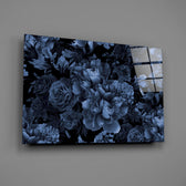 Dutch-master peony cinematic glass wall art over walnut dining sideboard