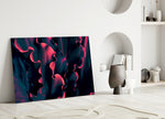 Tropical-modern rim-lit foliage glass wall art in hospitality lounge entry