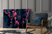 Ruffled-edge tropical leaf cinematic glass wall art in designer hallway