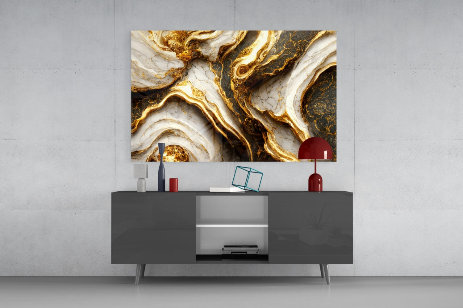Golden Marble Glass Wall Art.