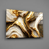 Luxury-stone marble glass wall art over walnut sideboard with crystal lamp