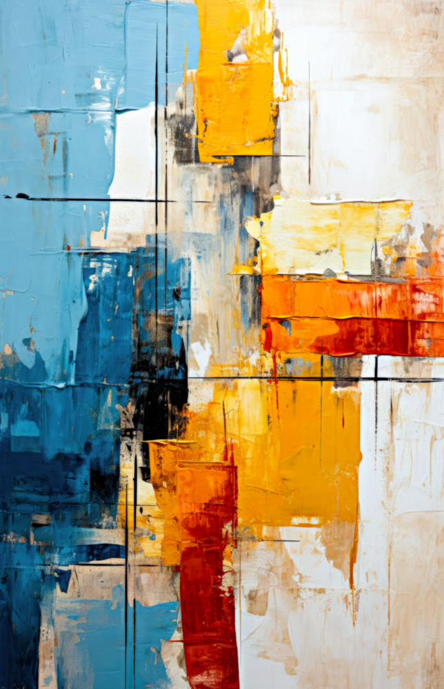 Abstract Color Block Glass Wall Art