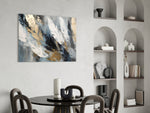 Sculptural feather painterly glass wall art in luxury powder-room