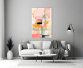 Contemporary-studio pastel collage glass wall art in designer hallway