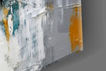 Bold impasto cinematic glass wall art in art-loft entry hallway