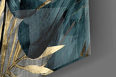 Art-deco tropical foliage glass wall art in boutique-hotel lounge