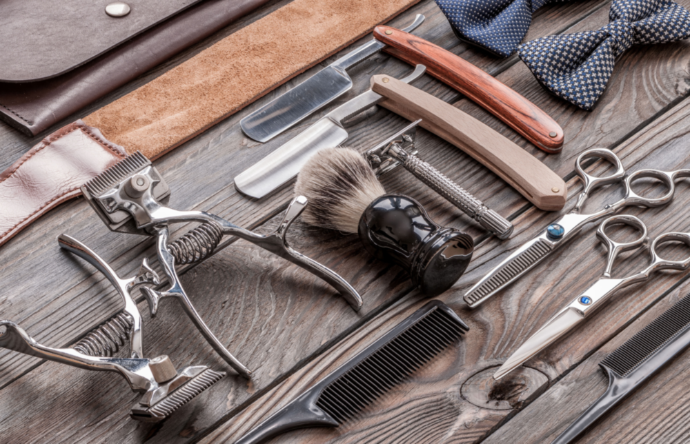 Barber's Vintage Tools Glass Wall Art