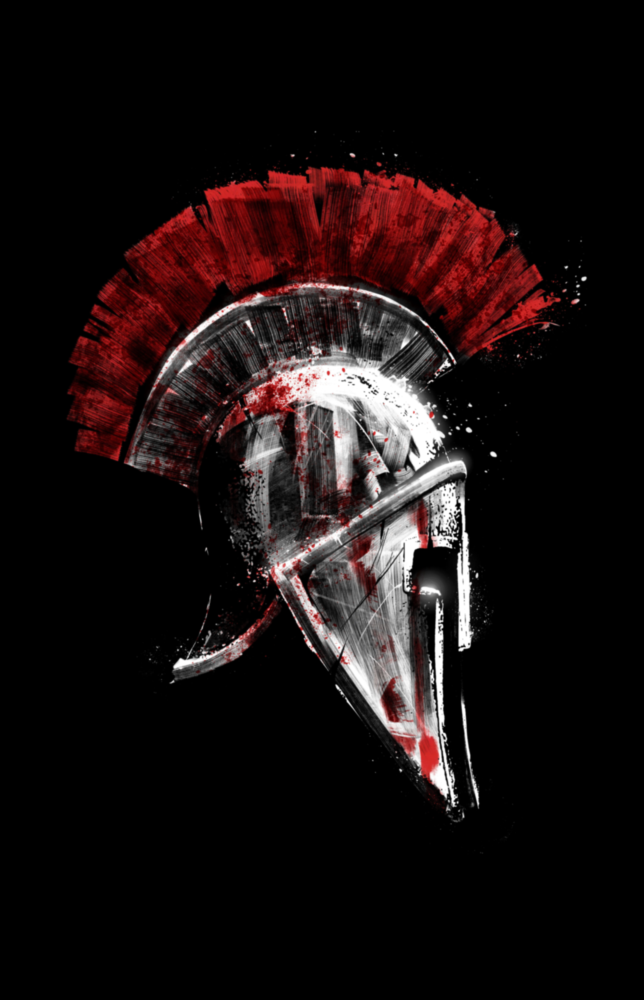 Spartan Helmet Red Glass Wall Art