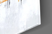 Architectural-mood cinematic glass wall art in art-loft entry hallway