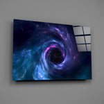 Galaxy portal nebula cinematic glass wall art over modern gamer setup