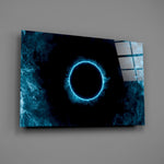 Eclipse portal cinematic glass wall art over modern living-room sofa
