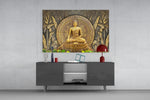 Golden Buddha Serenity Glass Wall Art