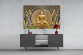 Golden Buddha Serenity Glass Wall Art
