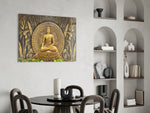 Golden Buddha Serenity Glass Wall Art