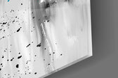 Stylized teal-bloom cinematic glass wall art in boutique cafe entry