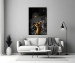 Couture muse cinematic glass wall art in luxury powder-room