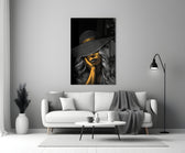 Couture muse cinematic glass wall art in luxury powder-room