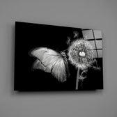 Fine-art butterfly nature glass wall art in designer powder-room