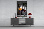Vertical wine still-life cinematic glass wall art in sommelier's office