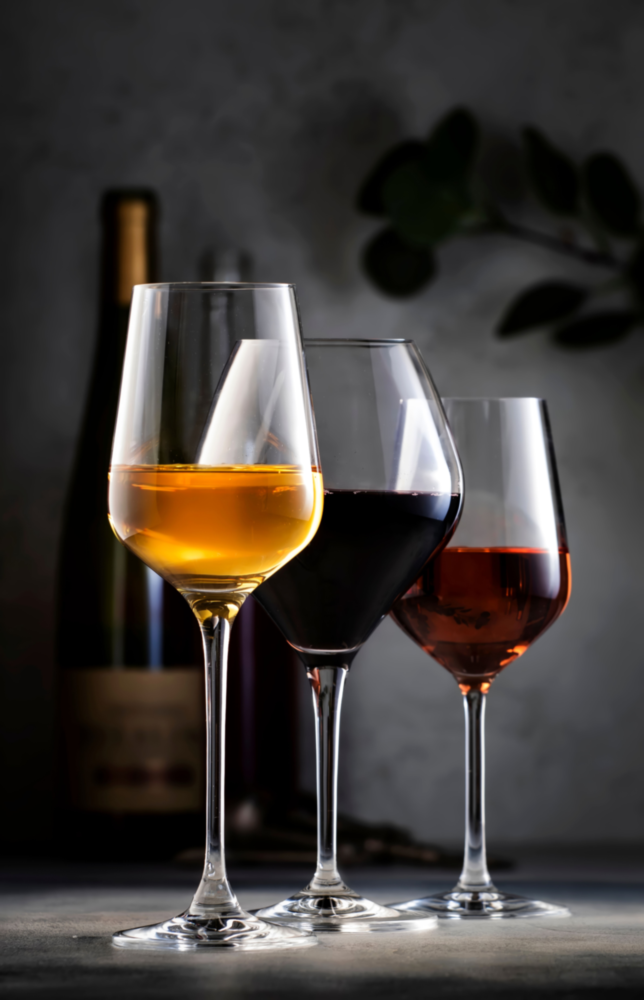 Wine Glasses with Bottle Glass Wall Art