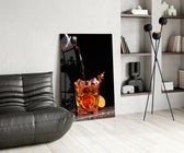 Bar still-life cinematic glass wall art in gentleman's library