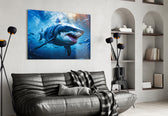 Sunlit predator cinematic glass wall art in designer cinema-room