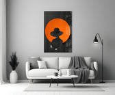 Matisse-style silhouette cinematic glass wall art beside master-bedroom dressing table