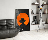 Film-poster cinematic glass wall art in heritage stairwell