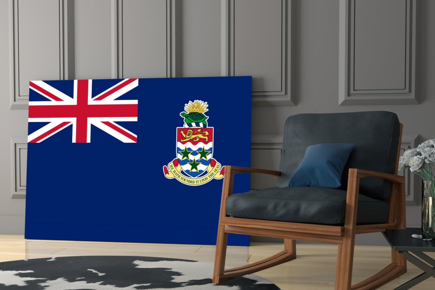 Flag of The Cayman Islands Glass Wall Art.